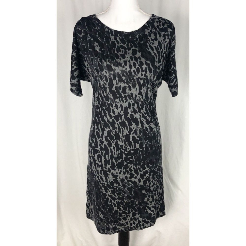 Ann Taylor Loft Womens Shift Knit Wool Dress‎ Short Sleeve Animal Print Size M
